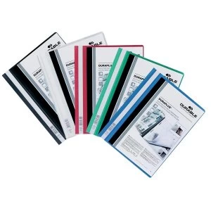 Durable DURAPLUS A4 Quotation PVC Folder with Clear Title Pocket Assorted Colours Pack of 25 Folders