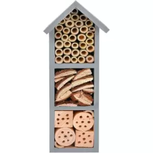Garden Mile - Insect House Bug Hotel Natural Wood Garden Shelter Grey Nesting Home For Bees Ladybirds Butterflies & More Eco Friendly Outdoor Wall