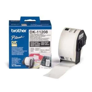 Brother DK-11208 Label Tape 38mm x 90mm Black on White x 400