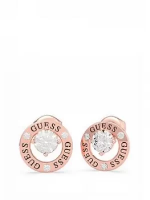Guess Guess All Around You Rose Gold Tone Ladies Stud Earrings, Rose Gold, Women