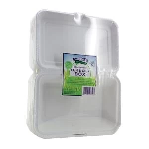 Caterpack Biodegradable Hinged Fish and Chip Container Pack of 50