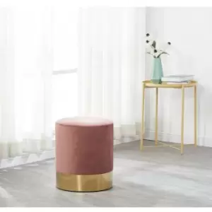 Darlington velvet Pouffe Velvet Upholstered Modern Round Pouffe Bedroom & Living Room Furniture Pink