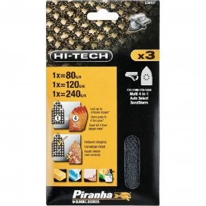 Black and Decker Piranha Hi Tech Quick Fit Multi Sander Delta Sanding Sheets 240g Pack of 3