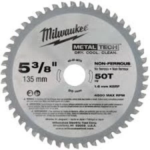 Milwaukee Endurance Aluminium Cutting Circular Saw Blade 135mm 50T 20mm