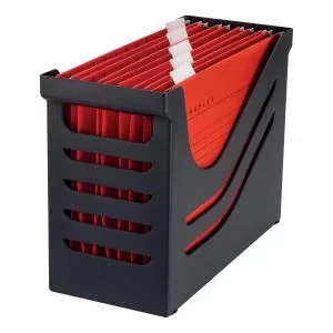 Jalema Resolution File Box with 5 Suspension Files A4 BlackRed Ref