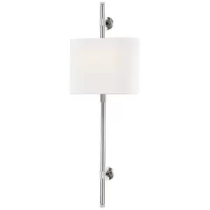Bowery 2 Light Wall Sconce Polished Nickel, Linen