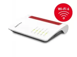 FRITZ!Box 7530 AX - WiFi 6 (802.11ax) - Dual Band (2.4 GHz / 5 GHz) - Ethernet LAN - 5G - Red - White - Tabletop Router