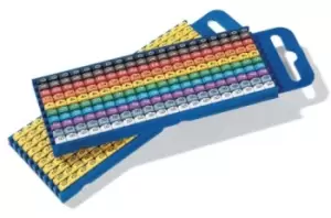HellermannTyton WIC3 Snap On Clip On Cable Marker, Pre-printed "0, 1, 2, 3, 4, 5, 6, 7, 8, 9", assorted colours, 4.3