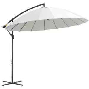 3(m) Cantilever Shanghai Parasol w/ Crank Handle, Cross Base Off-White - Off-White - Outsunny