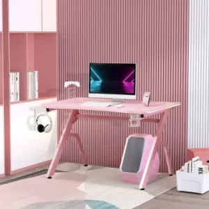 Daubuz Ergonomic LED Gaming Desk, Pink