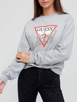 Guess Icon Logo Sweatshirt - Light Melange Grey