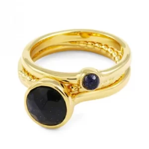 Ladies Lola Rose Gold Plated Blue Sandstone Nerio Ring Set