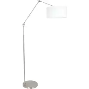 Sienna Prestige Chic Floor Lamp with Shade Steel Brushed, Linen White