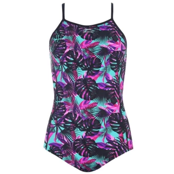 Slazenger Cross Back Swimsuit Ladies - Black Print