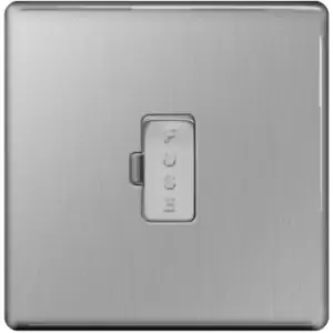 BG Brushed Steel 13A Unswitched Fused Connection Unit Flex Outlet - Steel Grey