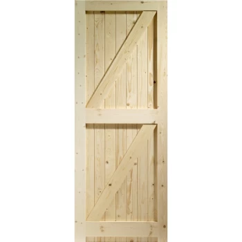 XL Joinery Boarded Framed Ledged & Braced Unfinished Natural Pine External Shed Door - 1981mm x 686mm (78x27 inch) Softwood FLB27