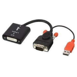 Lindy VGA - DVI-D 0.2 m VGA (D-Sub) + USB Black Orange