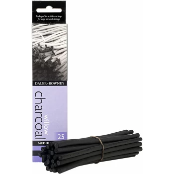 Daler Rowney - Artists Willow Charcoal Medium Sticks - Pack of 25