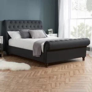 Castello Charcoal Sleigh Fabric Bed Frame Charcoal