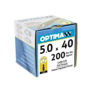 Optimaxx 5 x 40mm Torx Drive Wood Screws - Box of 200 - Yellow