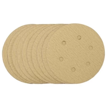 Draper - 64025 Gold Sanding Discs with Hook & Loop, 150mm, 120 Grit (10 Pack)