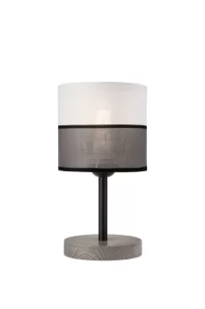 Andrea Cylindrical Table Lamp, Fabric Shade, Graphite, 1x E27