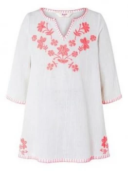 Accessorize Girls Embroidered Long Sleeve Kaftan - White, Size Age: 5-6 Years, Women
