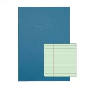 RHINO A4 Tinted Exercise Book 48 Pages 24 Leaf Light Blue with Green