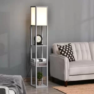 Floor Lamp with 3 Shelves, Grey