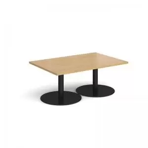 Monza rectangular coffee table with flat round Black bases 1200mm x