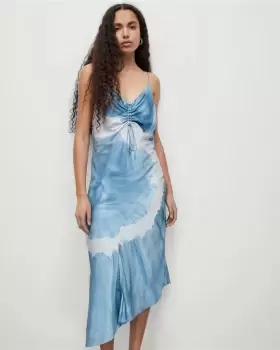 AllSaints Alexia Silk Blend Mariana Midi Dress