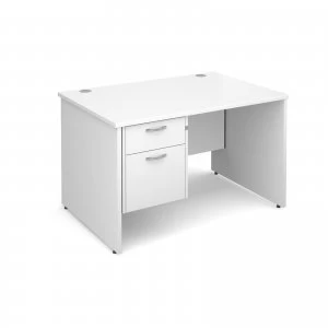 Maestro 25 PL Straight Desk With 2 Drawer Pedestal 1200mm - White pane