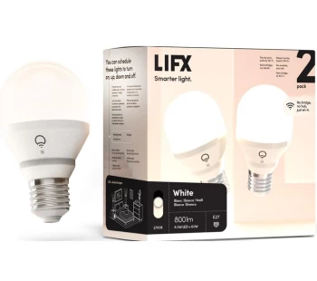 LIFX White Smart LED Light Bulb - E27, Pack of 2