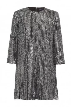 French Connection Desiree Disco Long Sleeve Playsuit Nearly Black