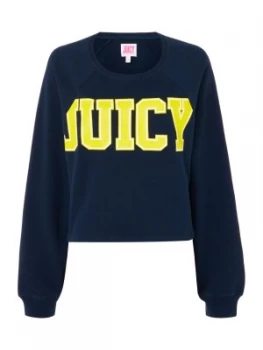 Juicy by Juicy Couture Crew Neck Long Sleeve Cutoff Terry Sweatshirt Blue