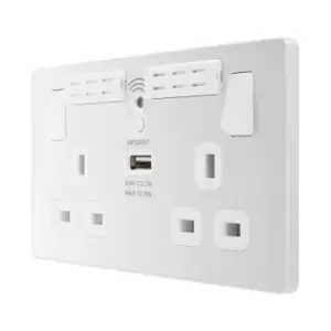 BG Evolve Pearl White WiFi Extender Double Switched 13A Power Socket + 1 X USB (2.1A) - PCDCL22UWRW