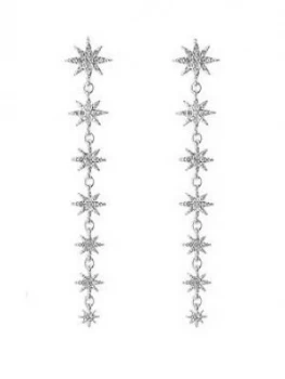 Mood Mood Silver Plated Crystal Star Linear Drop Earrings