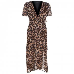 Bardot Leopard Wrap Dress - BOLD LEOPARD
