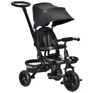 Homcom 4 In 1 Baby Tricycle W/ Push Handle Brake Clutch Footrest Handrail Belt Black