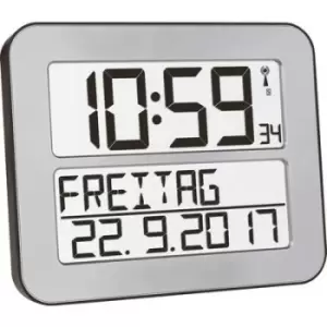TFA Dostmann 60.4512.54 Radio Wall clock 258mm x 212mm x 30 mm Silver, Black Large display