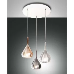 Fabas Luce Lila Cluster Pendant Ceiling Light Amber, Grey And Transparent Glass, E27