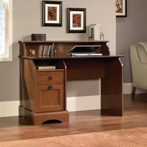 Teknik Office Farmhouse Desk with Autumn Maple Finish Sunset Granite
