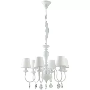 Fan Europe ARTHUR 6 Light Chandeliers with Shades White, Fabric Lampshade 72x58cm