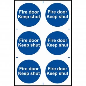 Scan Fire Door Keep Shut Sign Pack of 6 100mm 100mm Standard