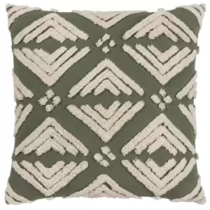 Taya Cotton Tufted Cushion Sage, Sage / 50 x 50cm / Polyester Filled