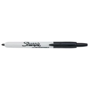 Sharpie Permanent Marker Pen Retractable with Seal Bullet Tip 1.0mm Line Black Pack of 12