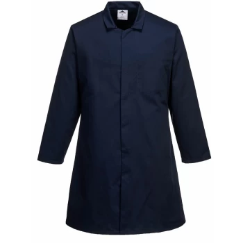 2202 - Navy Mens Food Industry Coat/overcoat, One Pocket sz Large Regular - Portwest