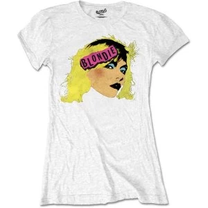 Blondie - Punk Logo Womens Large T-Shirt - White