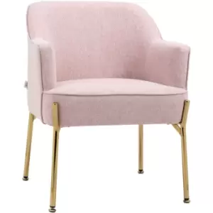 Homcom - Fabric Armchair Accent Chair w/ Metal Legs for Living Room Bedroom Pink - Pink