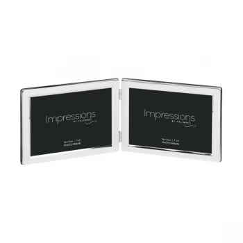 7" x 5" - Impressions Silver Plated Hinged Double Frame